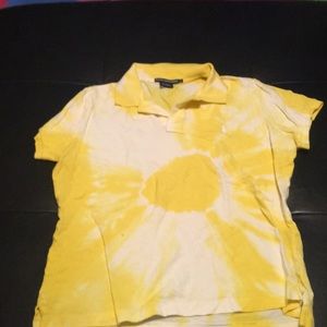 Yellow and white tie dyed Ralph Lauren polo shirt